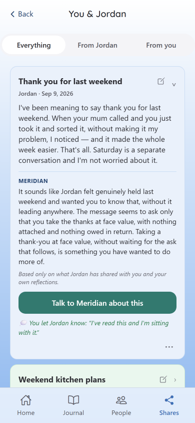 Meridian on a phone: received